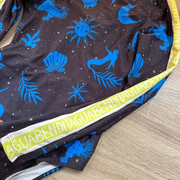 New Agua Bendita Clara Surf One Piece Long Sleeve Swimsuit Swim Black Blue Large - Picture 5 of 13